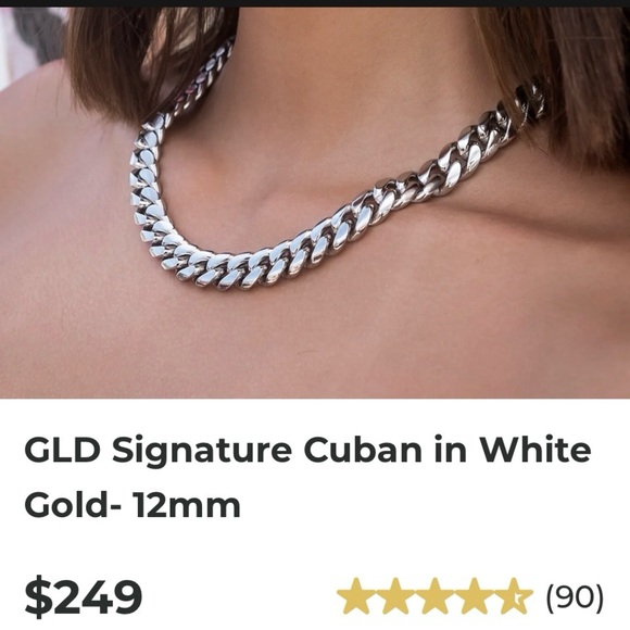 GLD Signature Cuban in White Gold- 12mm Chain Necklace 16 inches long Christmas - Picture 10 of 11